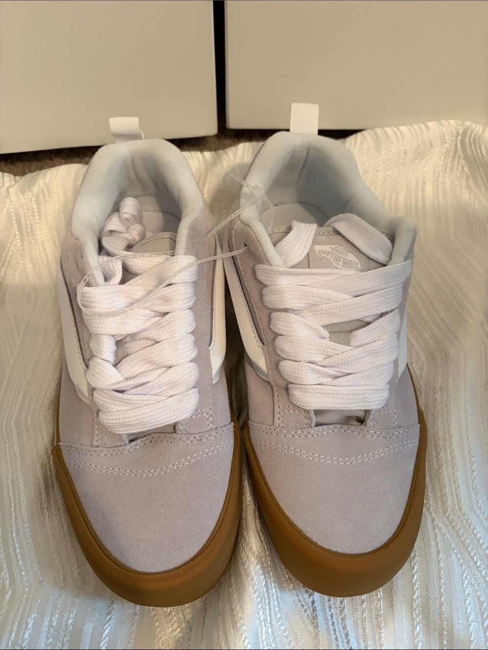 Vans Low-Top Sneakers in Light Gray and Gum